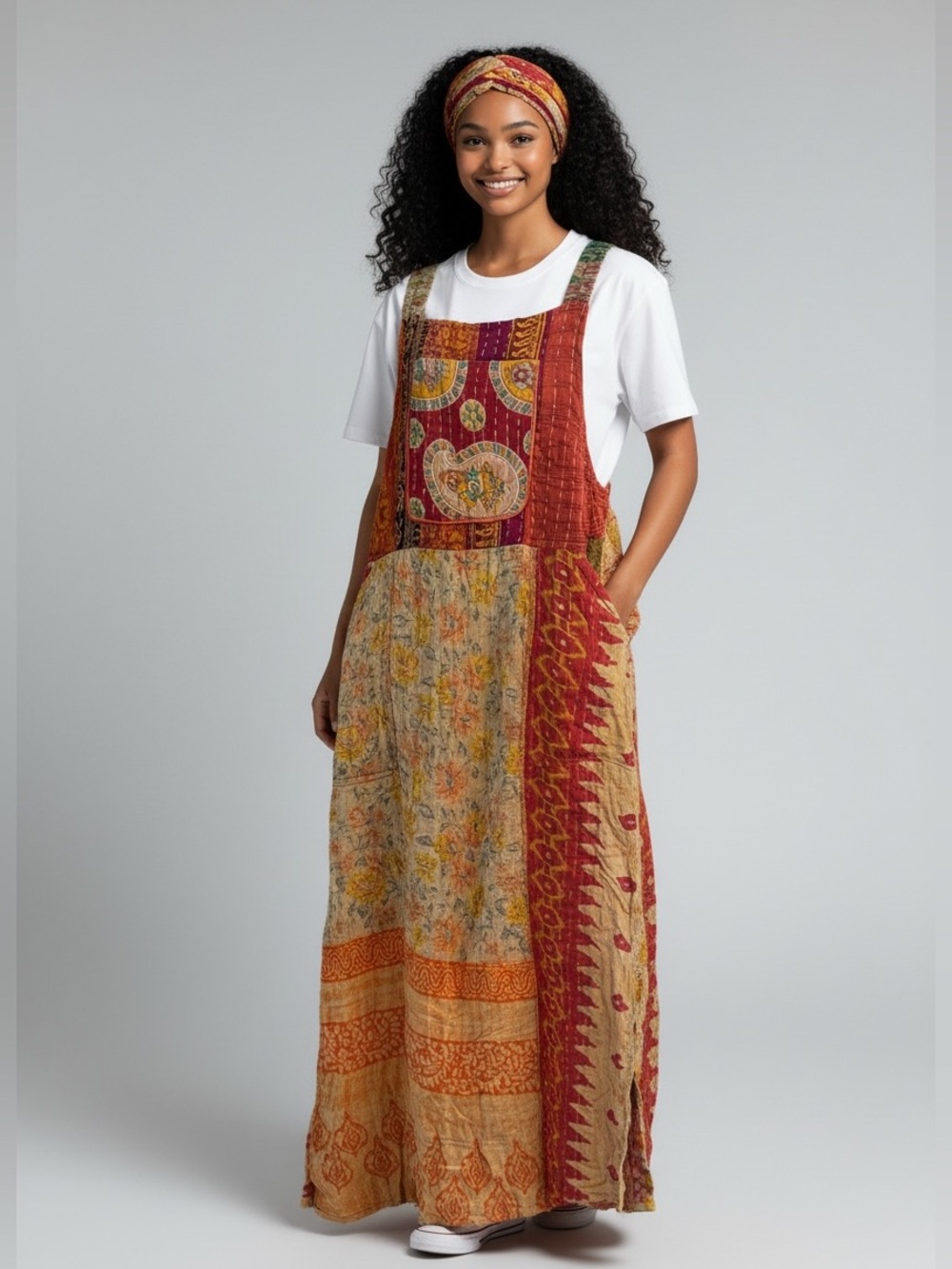 KANTHA JUMPER DRESS 17-19” ptp Handmade Boho One Size fits Most